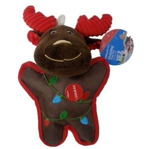 Vibrant Life Holiday Moose Dog Chew Toy 7 inch Stuffed Plush Squeaky Christmas